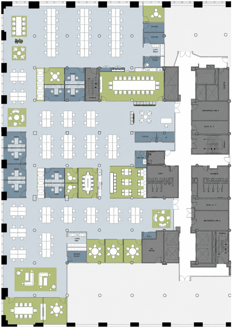 395 Hudson Street Floor 7, Option A test fit plan