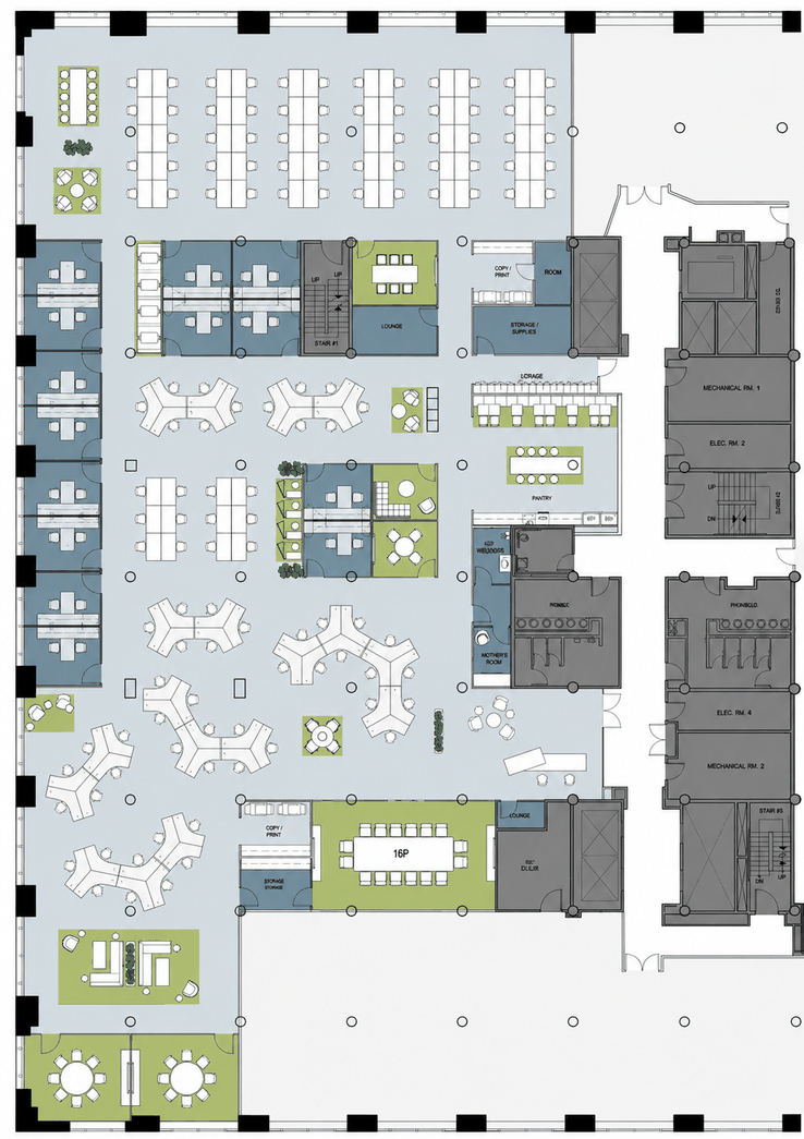 395 Hudson Street Floor 7, Option B test fit plan