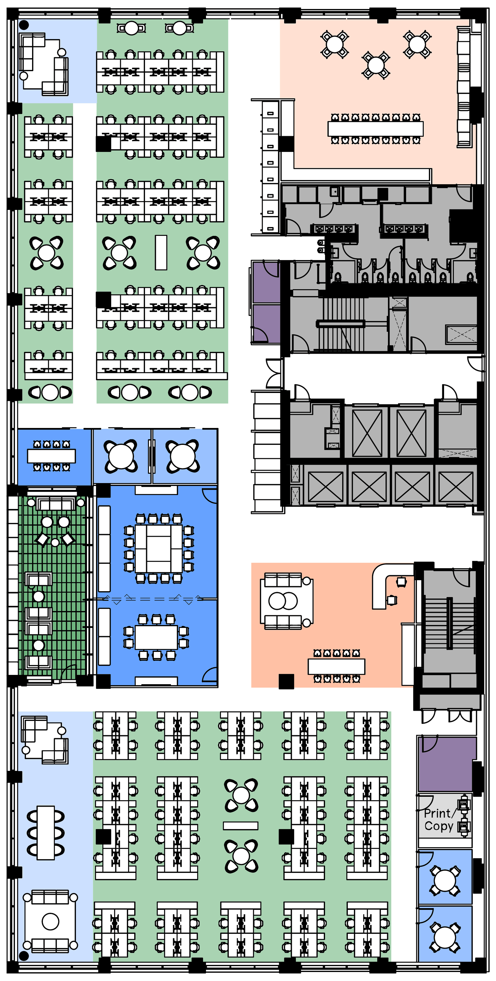 555 Greenwich Street Floor 6, Open Plan test fit plan